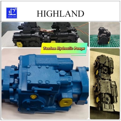 Harvester Tandem Pompy hydrauliczne Czarny Błękitny Części żelaza odlewanego